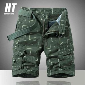 Summer Mens Casual Shorts Wojskowy Tactical Cargo Mężczyźni Zielony Druku Bermudy Pracy Jogger Luźny Mężczyzna 210713