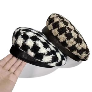 GRID BERET HAT Fashion Märke Slyte Winter Autumn For Woman Retro Berets Girl Plaid Painter Hat Justerbar Leisure Berets Hat