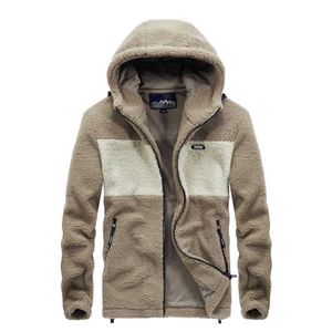 Casaco masculino casaco casual lapela cordeiro lã fuzzy fuzzy shearling zipper quente inverno jaquetas com capuz 210527