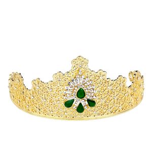Hårklipp Barrettes Sunspicems Gold Color Crystal Tiaras Women Crown Algeriet Marocko Wedding Jewelry Red Green Headpieces Bridal Gift