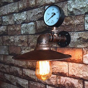 Rura wodna Retro Loft Przemysłowy Żelazny Rust Wall Lights Vintage E27 LED Kinkiet Ściany Lampy do salonu Sypialnia Bar Decor 210724