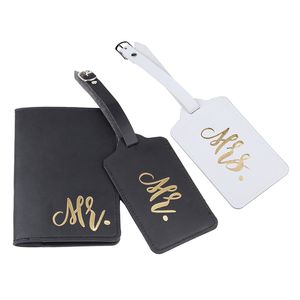 PU Leather Luggage Tag Couple Passport Bag Party Favor 4pcs/set Portable Airplane Boarding Pass Valentine's Day Gift