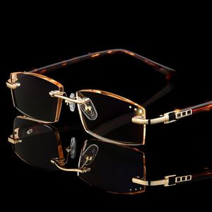 Designer Randlose Lesebrille Damen Herren Strass Brillen Klare Linse Antireflektierende Beschichtung Verschreibungspflichtige Sonnenbrille