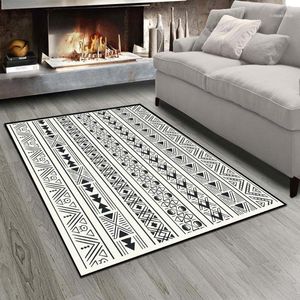 Tappeti Altro Nero Bianco Autentico Vintage Marocchino Design Stampa 3d Antiscivolo Microfibra Soggiorno Tappeto moderno Tappeto lavabile Mat1