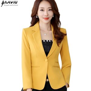 Blazer Naviu di alta qualità Giacca dritta e liscia Cappotto stile Office Lady Abbigliamento formale da lavoro Top pesante color caramella 211006