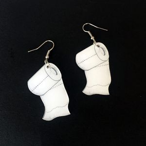 Interessante rolpapier bengelen oorbellen acryl creatieve handdoek toiletpapier oorbel voor vrouw nachtclub sieraden
