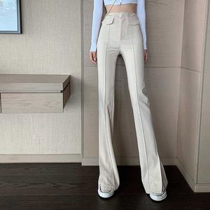 Streetwear Boot Cut Sweetpants Eşofman kadın Pantolon Yüksek Bel Yan Bölünmüş Moda Sıska Uzun Pantolon Y2K Capris 210604