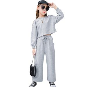 Girls Clothes Solid Sweatshirt + Pants Girl Casual Style For Teenage Autumn Spring Children's Suits 210527