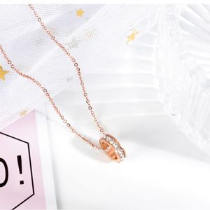 Atacado 2021 Moda Marca Feminina Anel de Diamante Completo Rosa Clavícula Corrente Roman Numerais Colar Geométrico Festa de Casamento Jóias Presente