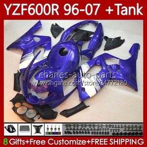 Body + Tank för Yamaha Thundercat YZF600R YZF 600R 600 R 96-07 Bodywork White Blue 86no.74 YZF-600R 1996 1997 1998 1999 2000 2001 YZF600-R 96 02 03 04 05 06 07 Fairings