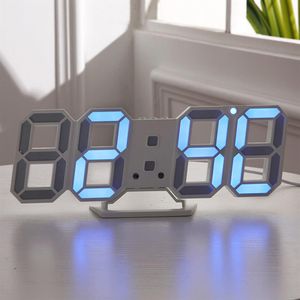 3D Large LED Digital Wall Clock Date Nightlight Display Table Desktop Clocks USB Electronic Luminous Alarm Clocks Home Decor new a47