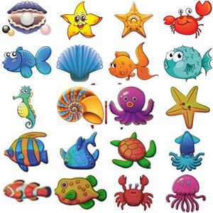 10st Badklistermärke Fish Sea Cartoon Wall Decor för duschbarn Barn Baby Bathtub Tile Badrum Klistermärken