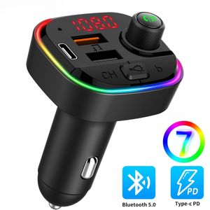 Bluetooth 5.0 Transmissor FM QC3.0 + PD Rápido Carregador USB Adaptador Sem Fio MP3 Player MP3 Kit de Carro com Baixo Audio Backlit