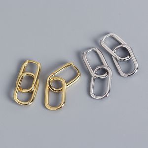 2021 neue 925 Sterling Silber Geometrische Oval Hoop Ohr Charme Für Frauen Einfache Metall Stil Abnehmbare Ohrringe Mädchen Geschenk