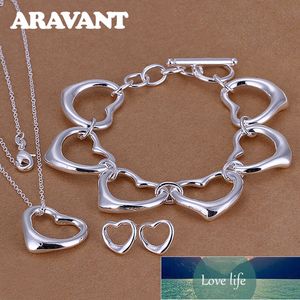 Set di gioielli in argento 925 Love Heart Collana romantica Orecchini Bracciale Set di gioielli per le donne Regali nuziali da sposa Prezzo di fabbrica design esperto Qualità Ultimo stile