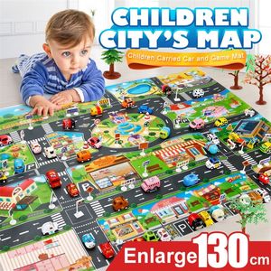 39Pcs City Map Car Toys Model Crawling Mat Game Pad for Children Interactive Play House Toys (28Pc Road Sign+10Pc Car+1Pc Map) 210320