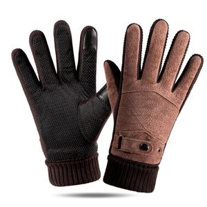 Moda ekran dotykowy czarny brązowy zima ciepły pigskin jazdy rękawice dla mężczyzn prezent