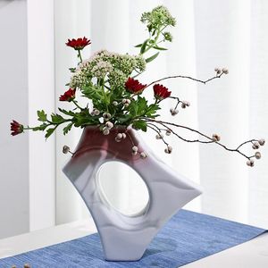Vasos kit de vaso estético kit de luxo conjunto de plantas minimalistas cerâmicas pote nórdico pequena prateleira geométrica jarrones casa decoração hp50