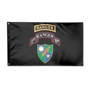 US Army Retro 2nd Ranger Battalion Flag Vivid Color UV Fade Resistant Double Stitched Decoration Banner 90x150cm Digital Print Wholesale