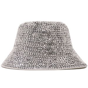 럭셔리 다이아몬드 양동이 모자 여성 여성 태양 모자 여자 모자 PU 면화 가역 어부 낚시 모자 여자 streetwear 도매