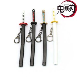 Japanese Anime Demon Slayer Sword Keychain Cosplay Katana Ghost Blade Metal Pendant Keyrings Kamado Tanjirou Weapons llaveros G1019
