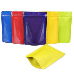 13*18cm Farbige Aluminiumfolie Standbodenbeutel Doypack Lebensmittel Tee Kaffee Lagerung Mylar Tasche Mit Reißverschluss