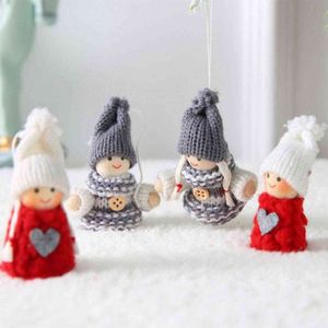 2 Pcs Santa Claus Hanging Dolls Knitted Wool Felt Couple Doll Pendant Christmas Tree Decorations Home Decor Ornaments