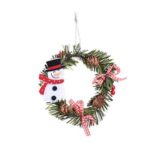 PVC-Kranz, Weihnachtsdekoration, Schneemann, Bär, Hirsch, kleine Girlande, künstliche Blumen, Weihnachtsmann-Ornamente