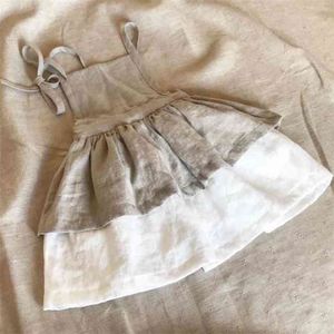 Baumwolle Sommer Baby Mädchen Kleider Europäischen Kleinkind Mädchen Kleid Leinen Vintage Kleidung Mode Marke kinder 210521