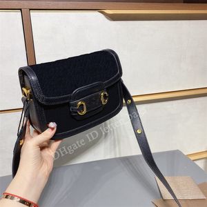 Double G 2021 Lady Bags Fashion Handbags Plain Hardware Button Retro 1955 Horsebit Saddle Interior Zipper Pocket Crossbody Shoulder Bag