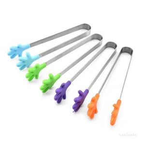 Produkty kuchenne Cute Kreatywny Mały Silikonowy Klip Non Slip Ze Stali Nierdzewnej Mini żywność Ice Suger Suger BBQ Tongs Klipy T9i001361