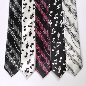 Mäns musik slips polyester hals slips musikalisk anteckning tryckt färgstark smal weeding party concert present