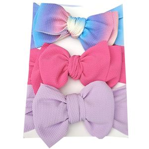 6Pcs/set Baby Girls Headbands Nylon headband Solid Color Knot Hairbands Newborn Grainy Headwear Bow elastic band Set Hair Accessories