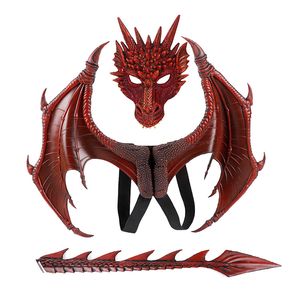 Halloween Party Cosplay Costume Mask Dragon Wings Tail Masks 3 In 1 Set for Children's Day Boys & Girls Performance Props HN160390