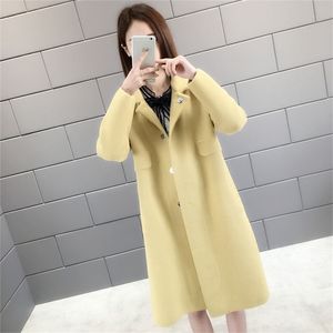 Frauen Warme Dame Fax Pelzmantel Kragen Knopf Künstliche Outwear Herbst Winter Jacke Casual Lose Feste Lange Weiche 210427