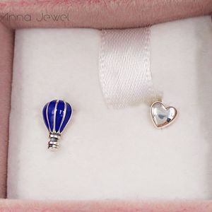 Autentisk 925 Sterling Silver Pandora Hot Air Balloon Heart Studörhängen Lyx för kvinnor Män Girl Valentine Day Birthday Present 298058EN195