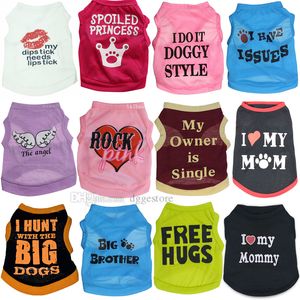 Dog T Shirts Pet Vests Dog Apparel with Fashion Printing Summer Breathable Cotton Dogs Clothes for Chihuahua Pomeranian Poodle Yorkshire 117 Color Wholesale A281