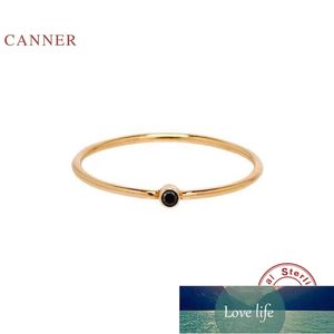 CANNER Mini-Ring mit schwarzem Diamant, 100 % 925er Sterlingsilber, Anillos, Goldringe für Frauen, luxuriöser edler Schmuck, Eheringe, Bijoux, Fabrikpreis, Expertendesign, Qualität