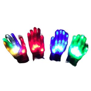 Party Boże Narodzenie Prezent LED Kolorowe Glowing Rękawiczki Nowość Ręczne Kości Etap Magiczny Palec Pokaż Fluorescencyjne Dance Migające Rękawica