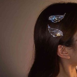 Hair Accessories Korean Shining Rhinestone Angel Wing Hairpin Full Diamond Net Red Temperament Girl Side Bangs Clip