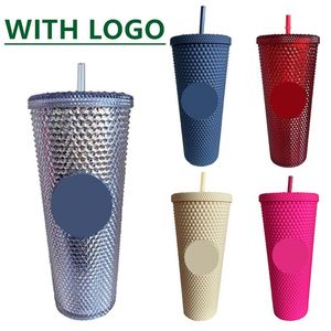 Mugs 710ml Coffee Cup Summer Holiday Cold Water Mug Tumbler With Straw Double Layer Plastic Durian Diamond Radiant Goddess Cups