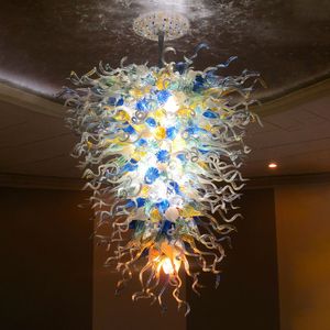 Modern LED Hand Blown Glass Chandelier Murano Pendant Lamps Multi Color Art Ceiling Lights for House Decoration Living Room 32 by 48 Inches
