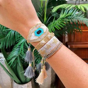 Bluestar 2021 Turkiska Evil Eye Bracelet Star Pulsas Mujer Moda Miyuki Bead Smycken Handgjorda Vävt Armband