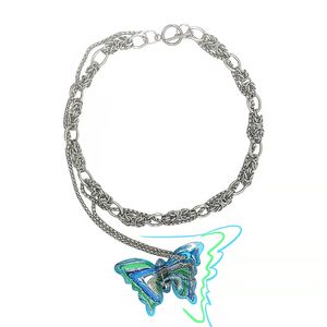 New Butterfly Design Necklace Original Titanium Steel Glass Clavicle Chain Niche Hip-Hop Street Fashion All-Match Jewelry