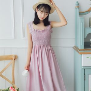 カジュアルストラップニーレングスレディースドレスサマーシフォンes holidyソリッドビーチ女性Vestidos 210514