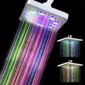 Colorido LED Quadrado Chuveiro Chuveiro Cabeça Spary Light Water Sprinkler Banheiro Montado Banheiro Ferramenta Levado Dropship Dropship H1209