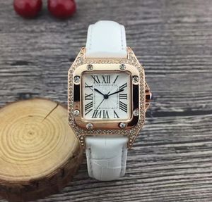 Diamond Dress Gift Watches sports Women Watch good TOP Quality Date Sport 38MM Brown Leather Bracelet Ladies Fashion Wristwatches