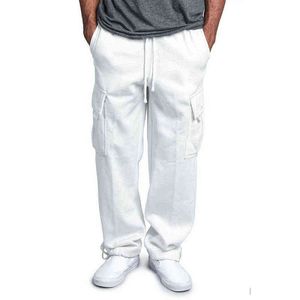 Men Cargo Jogger Pants Autumn Hip Hop Street wear Loose Trousers Multi Pocket Solid Color Overalls GYM Sports Wear H1223