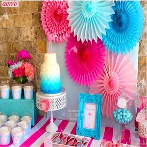 1pcs Renkli Tekerlek Kağıt Mağıdı Fan Fan Pinkuşları DIY Ev Dekoru Partisi için Çiçek El Sanatları Asma Doğum Günü Festivali Tedarik 6Z Dekoratif Çiçek