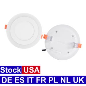 Wholesale Ultra-thin Panel light Two-color Round Embedded Installation Cool White 6W+Blue 3W Decorative Downlight Recessed Lighting